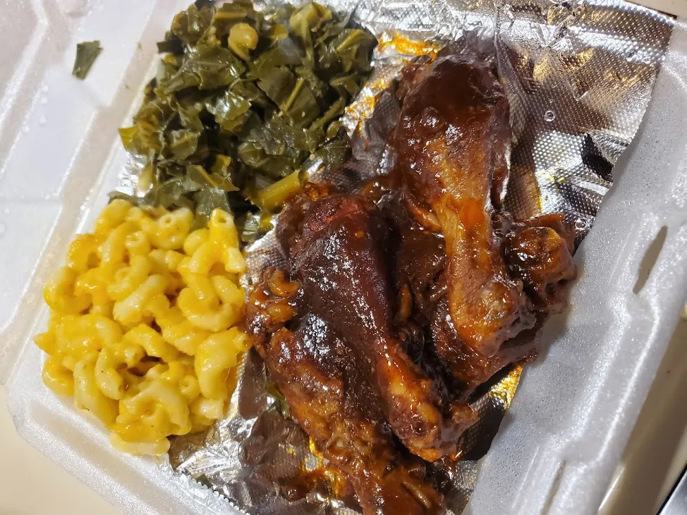 Jerk Chicken Collard Greens Mac and Cheese