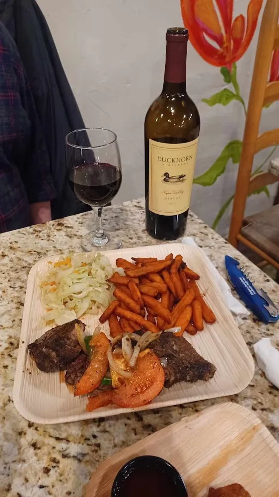 Lamb Chops with Cabbage and Sweet Potato Fries