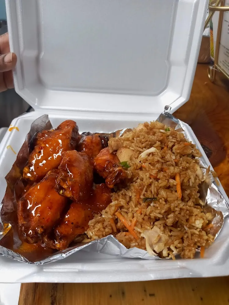 Wings and Island Style Fried Rice
